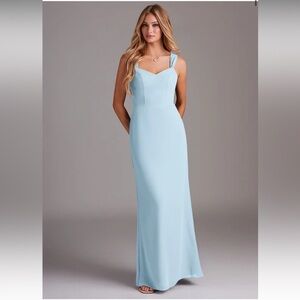 Azazie Denice Sky Blue Sheath Pleated Chiffon Dress 
Size 6 | A6
NEW WITH TAGS